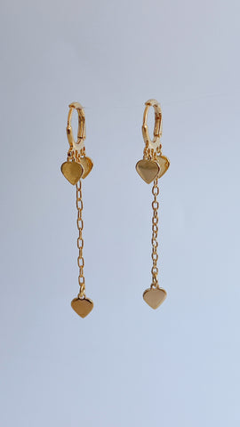 Candonga 3 corazones en oro laminado 18k