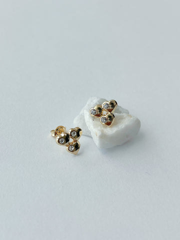 Topo 3 corazones en oro laminado 18K