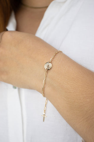 Pulsera San benito en Oro laminado 18k para Dama