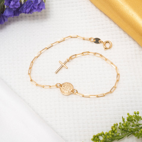 Pulsera San benito en Oro laminado 18k para Dama