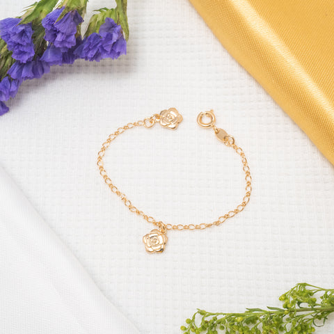 Pulsera Flor Clavel en Oro laminado 18k para niña