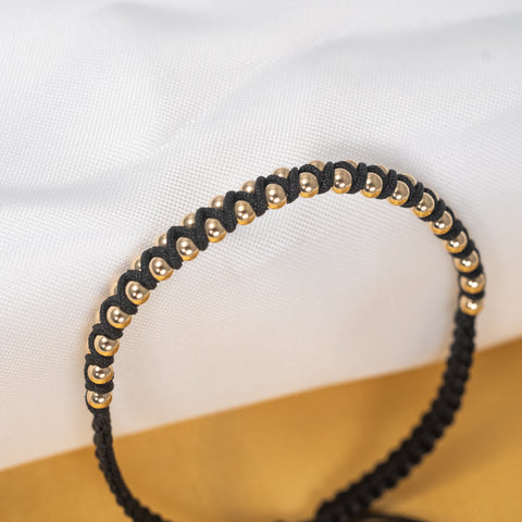 Pulsera balines en zig-zag artesanal en Oro laminado 18k unisex