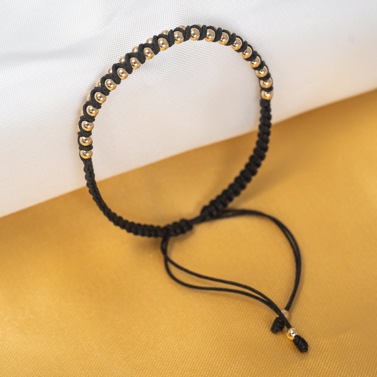 Pulsera balines en zig-zag artesanal en Oro laminado 18k unisex
