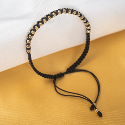 Pulsera balines en zig-zag artesanal en Oro laminado 18k unisex